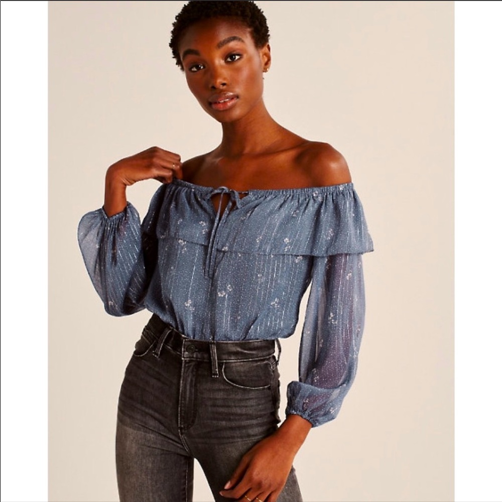 NWT Abercrombie Off-the-Shoulder Chiffon Bodysuit